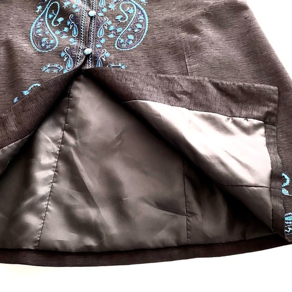 Silk Land Woman Black Silk Longline Blazer Jacket Size 1X Embroidered Tunic - Picture 11 of 15